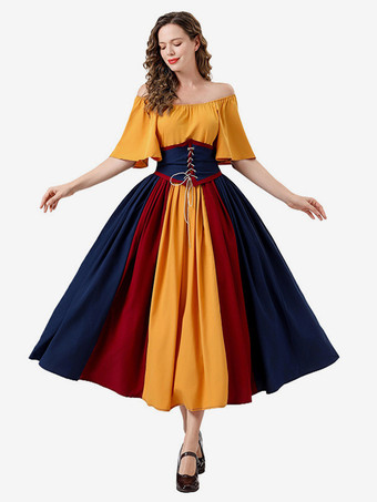 オレンジ グリーンのレトロコスチューム マリーアントワネットコスチューム ヴィンテージ衣料