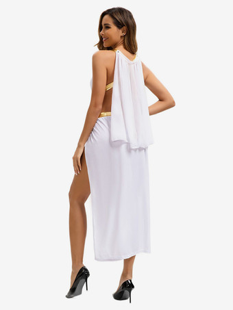 白人女性用セクシーな背中開きヘッドウェアドレスポリエステルセットホリデーコスチューム