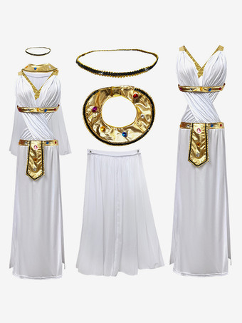 白人女性用セクシーな背中開きヘッドウェアドレスポリエステルセットホリデーコスチューム