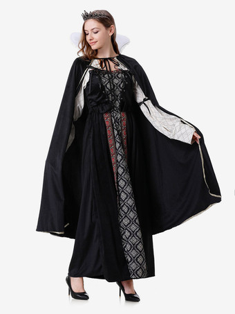 ハロウィン ブラック レトロ マント ドレス セット ホリデー コスチューム