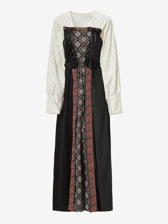 ハロウィン ブラック レトロ マント ドレス セット ホリデー コスチューム