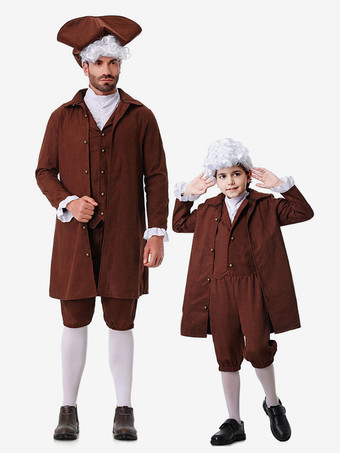 ブラウン コスチューム コーヒーブラウン メンズ レトロ ウエストコート パンツ セット ホリデーコスチューム