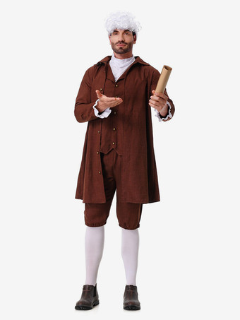 コスチューム コーヒーブラウン メンズ レトロ ウエストコート パンツ セット ホリデーコスチューム