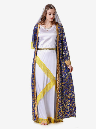 ブルー レディース レトロ オーバーコート 帽子 花柄プリント セット ホリデーコスチューム