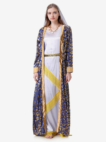 ブルー レディース レトロ オーバーコート 帽子 花柄プリント セット ホリデーコスチューム