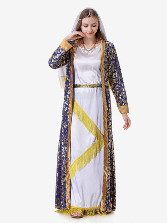 ブルー レディース レトロ オーバーコート 帽子 花柄プリント セット ホリデーコスチューム