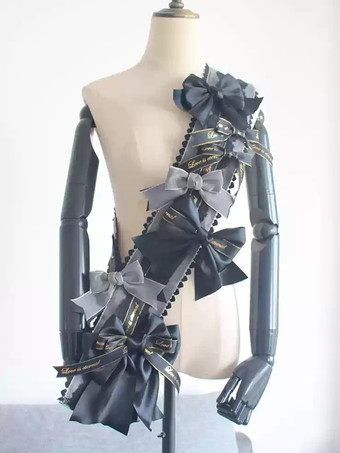 ブラック アカデミックロリータアクセサリーライトスカイブルーリボンアクセサリーその他