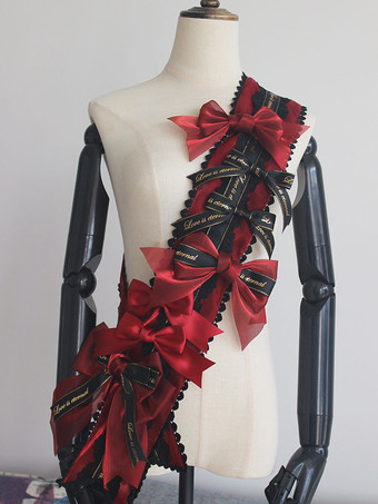 ワインレッド アカデミックロリータアクセサリーライトスカイブルーリボンアクセサリーその他