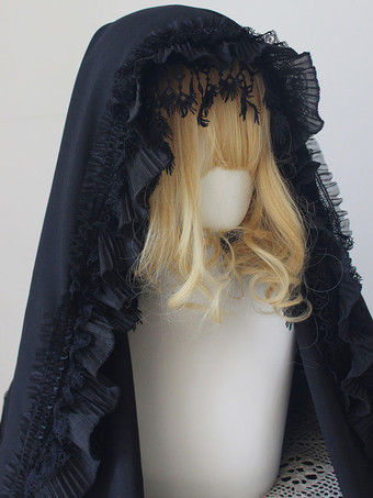 ブラック ゴシックロリータアクセサリーホワイトフリルレースヘッドウェアその他