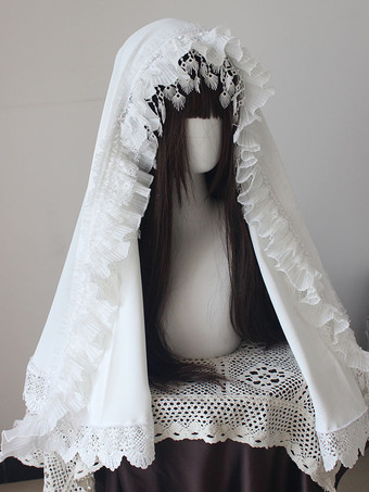 ホワイト ゴシックロリータアクセサリーホワイトフリルレースヘッドウェアその他