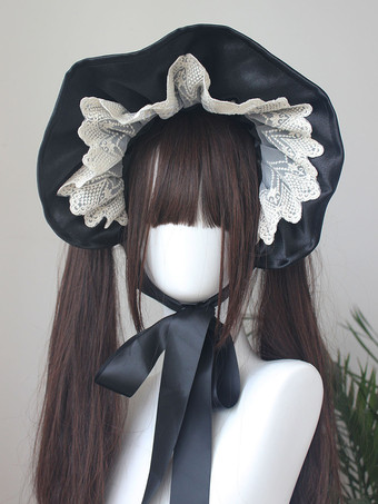 ゴシックロリータ帽子 バーガンディ フリル リボン アクセサリー ポリエステル ロリータ アクセサリー