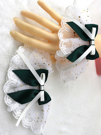 ブラック スイートロリータアクセサリー ライトスカイブルー フリル リボン オーバースリーブ その他