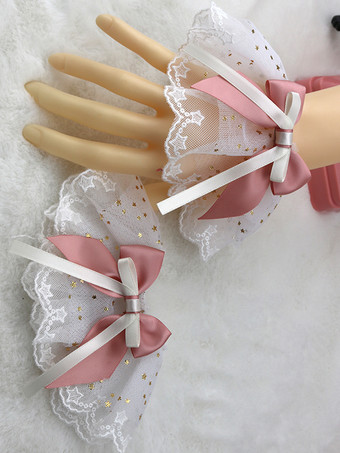 カメオピンクスイートロリータアクセサリー ライトスカイブルー フリル リボン オーバースリーブ その他