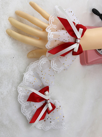 レッド スイートロリータアクセサリー ライトスカイブルー フリル リボン オーバースリーブ その他