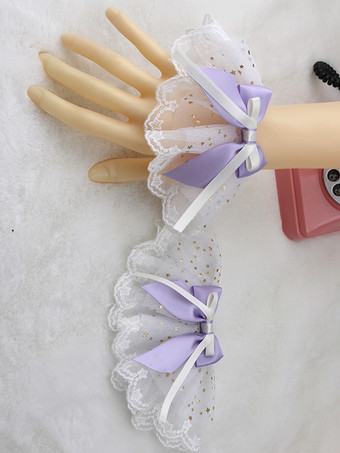 パープル スイートロリータアクセサリー ライトスカイブルー フリル リボン オーバースリーブ その他