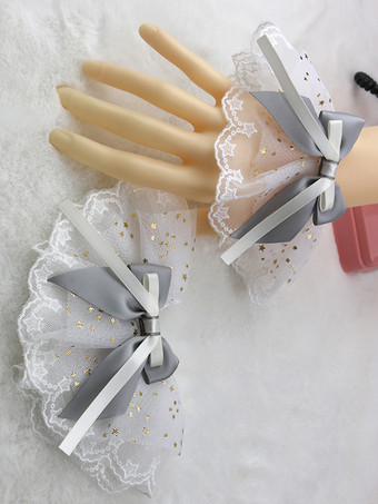 グレイスイートロリータアクセサリー ライトスカイブルー フリル リボン オーバースリーブ その他