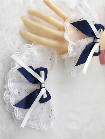 ディープブルースイートロリータアクセサリー ライトスカイブルー フリル リボン オーバースリーブ その他