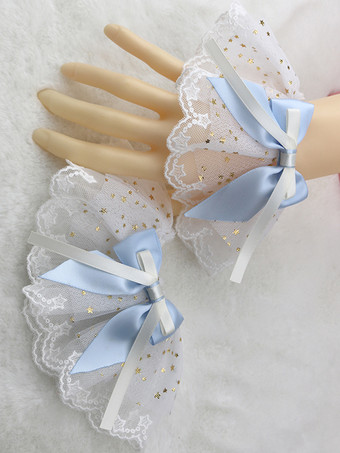 ライトスカイブルースイートロリータアクセサリー ライトスカイブルー フリル リボン オーバースリーブ その他