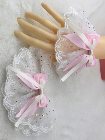 ライトピンクスイートロリータアクセサリー ライトスカイブルー フリル リボン オーバースリーブ その他