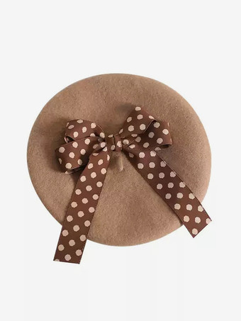 スイートロリータ帽子リボンアクセサリー水玉カラーブロックポリエステルバーガンディロリータアクセサリー