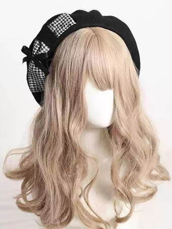 ブラック スイートロリータ帽子リボンアクセサリーカラーブロックポリエステルライトグレーロリータアクセサリー