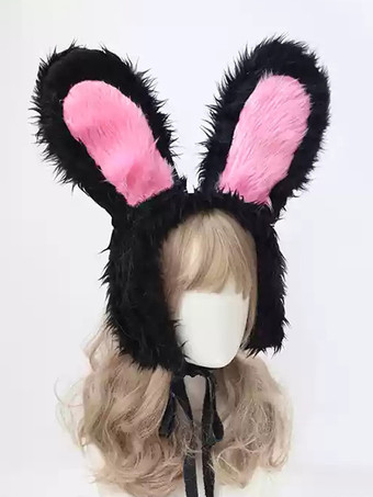 ブラック ロココ風ロリータアクセサリー黒帽子カラーブロックその他