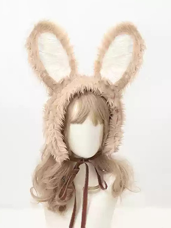 ライトブラウンロココ風ロリータアクセサリー黒帽子カラーブロックその他