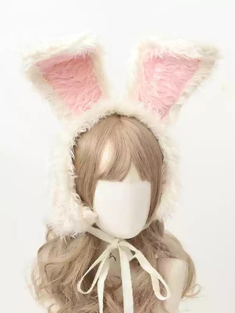 アイボリー ロココ風ロリータアクセサリー黒帽子カラーブロックその他