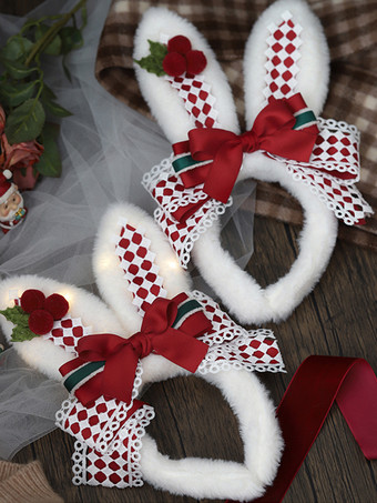 スイートロリータアクセサリー 赤いリボン チェック柄の帽子 その他