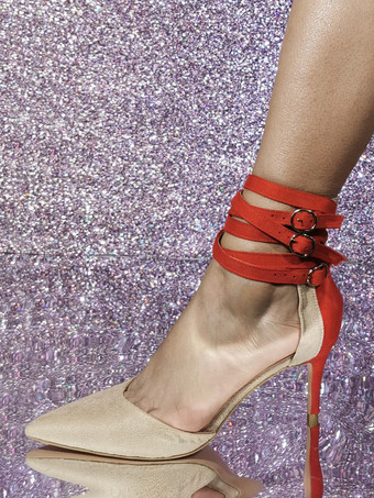 Escarpins à talons hauts chics pour femmes bout pointu talon aiguille simili daim