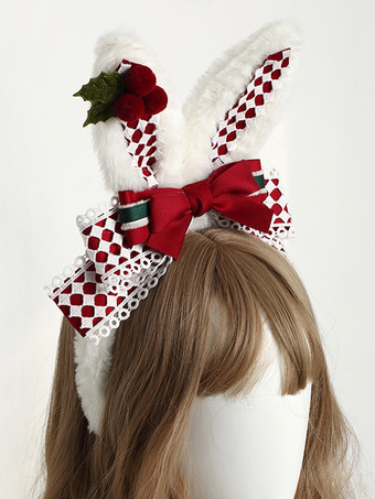 スイートロリータアクセサリー 赤いリボン チェック柄の帽子 その他