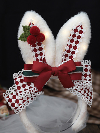 スイートロリータアクセサリー 赤いリボン チェック柄の帽子 その他