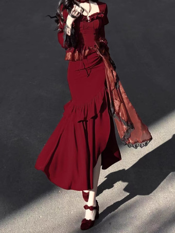 ゴシックロリータドレス 花 レース バーガンディ バーガンディ