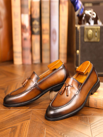 メンズ タッセルローファーシューズ PUレザー プロム ウェディングシューズ