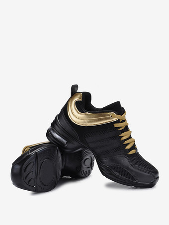 ブラックゴールドジャズダンスシューズ レッド ラウンドトゥ ダンスシューズ