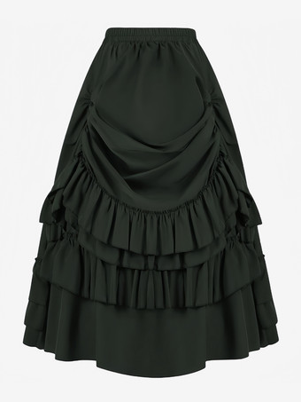 グリーン 黒のレトロコスチューム フリル マリーアントワネット ロングスカート