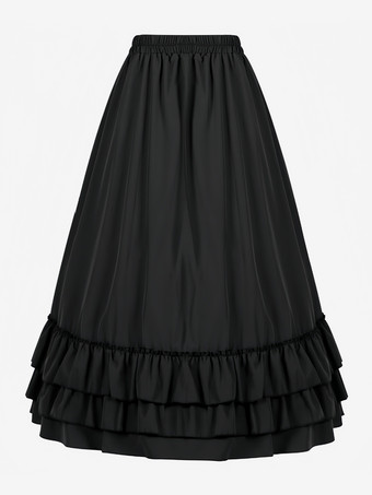 黒のレトロコスチューム フリル マリーアントワネット ロングスカート