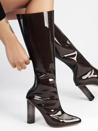 セクシーなハイヒールブーツ 尖ったつま先 ジッパー パーティー ホワイト サイハイブーツ オーバーニーブーツ