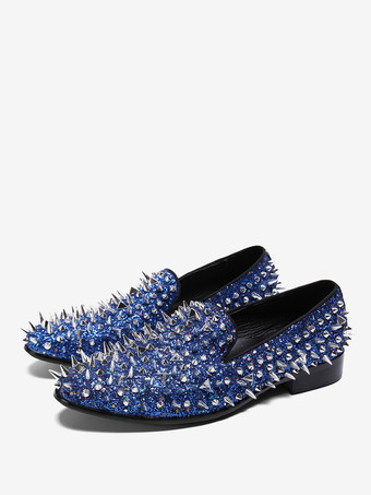 リベット ラウンドトゥ PUレザー メンズ リベット ローファー シューズ プロム ウェディングシューズ