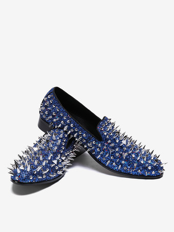 リベット ラウンドトゥ PUレザー メンズ リベット ローファー シューズ プロム ウェディングシューズ