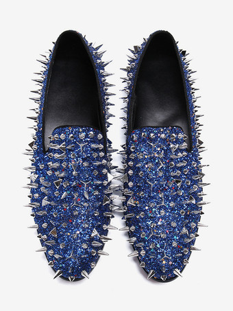 リベット ラウンドトゥ PUレザー メンズ リベット ローファー シューズ プロム ウェディングシューズ