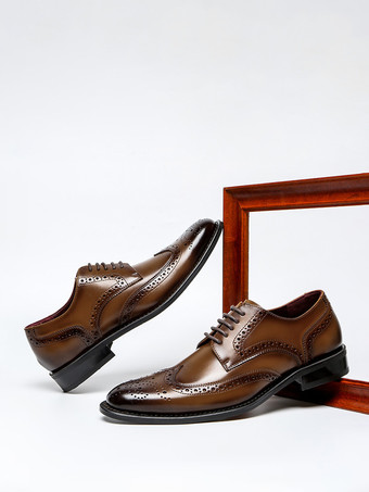 メンズドレスシューズ 素晴らしいポインテッドトゥ ブローグ プロム ウェディングシューズ