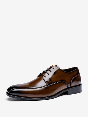 ディープブラウン男性用ドレスシューズ ファッション スクエアトゥ PUレザー ダービー プロム ウェディングシューズ