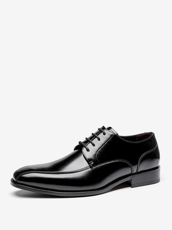 ブラック 男性用ドレスシューズ ファッション スクエアトゥ PUレザー ダービー プロム ウェディングシューズ