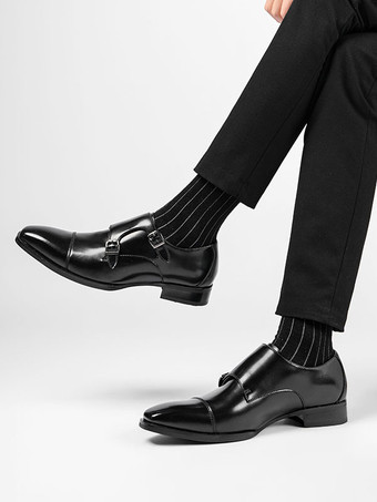 男性用モンクシューズ 高品質スクエアトゥ バックル モンクストラップ プロム ウェディングシューズ