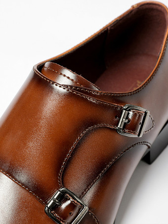 男性用モンクシューズ 高品質スクエアトゥ バックル モンクストラップ プロム ウェディングシューズ