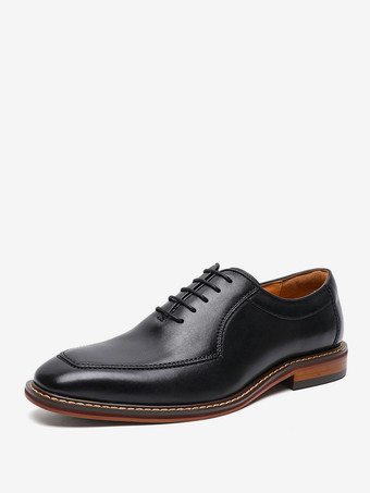 ブラック メンズドレスシューズファッションスクエアトゥレザープロムウェディングシューズ