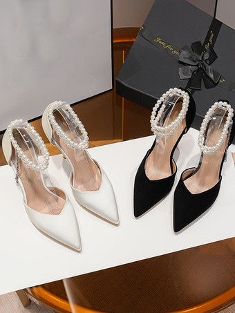 ウェディングシューズ ブライダルパンプス サテン ポインテッドトゥ