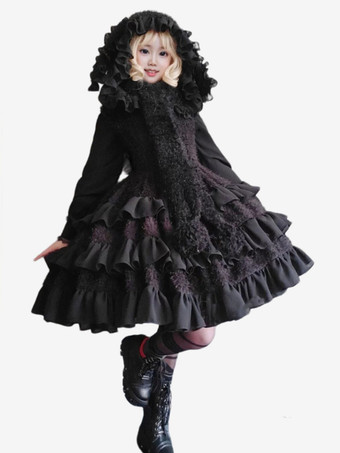   ゴシック ロリータ ドレス フリル ブラック エクリュ ホワイト