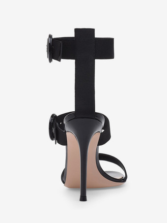 Sandali con tacco da donna punta tonda tacco a spillo tomaia in PU verniciato